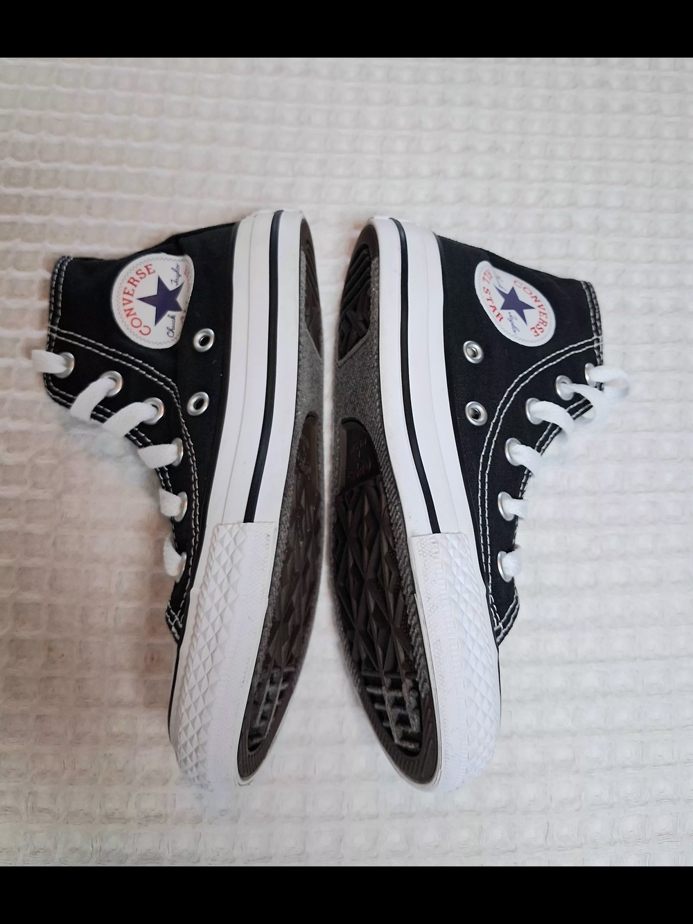 Converse Black Canvas High-Top Sneakers with White Accents Unisex Kids Size 11 - Picture 7 of 13